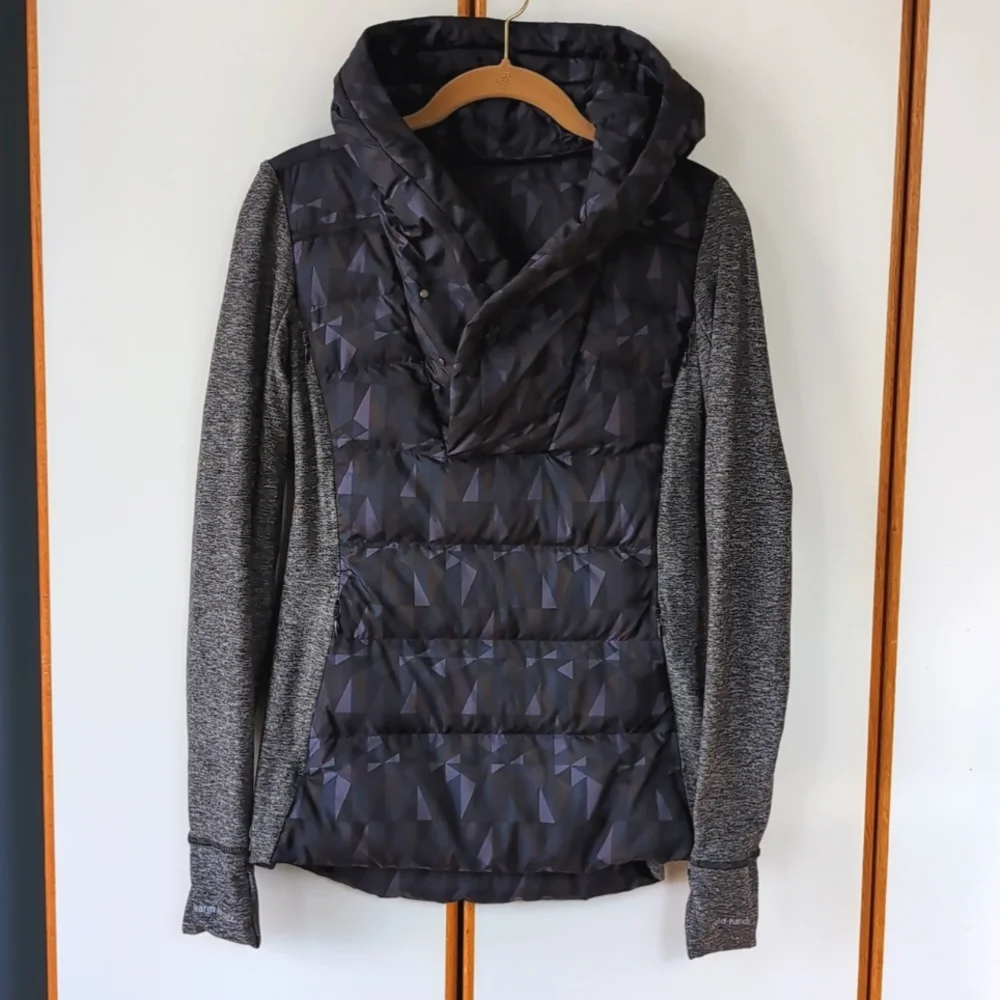 Lululemon Fluff Off Pullover Down Puffer Hoodie 6 Stained Glass